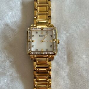 Bulova Gold-Toned, Diamond, and Mother of Pearl Women’s Watch